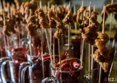 Fried Alligator Tail and Crawfish Skewers Roux 66 Flagstaff Catering and Event Venue